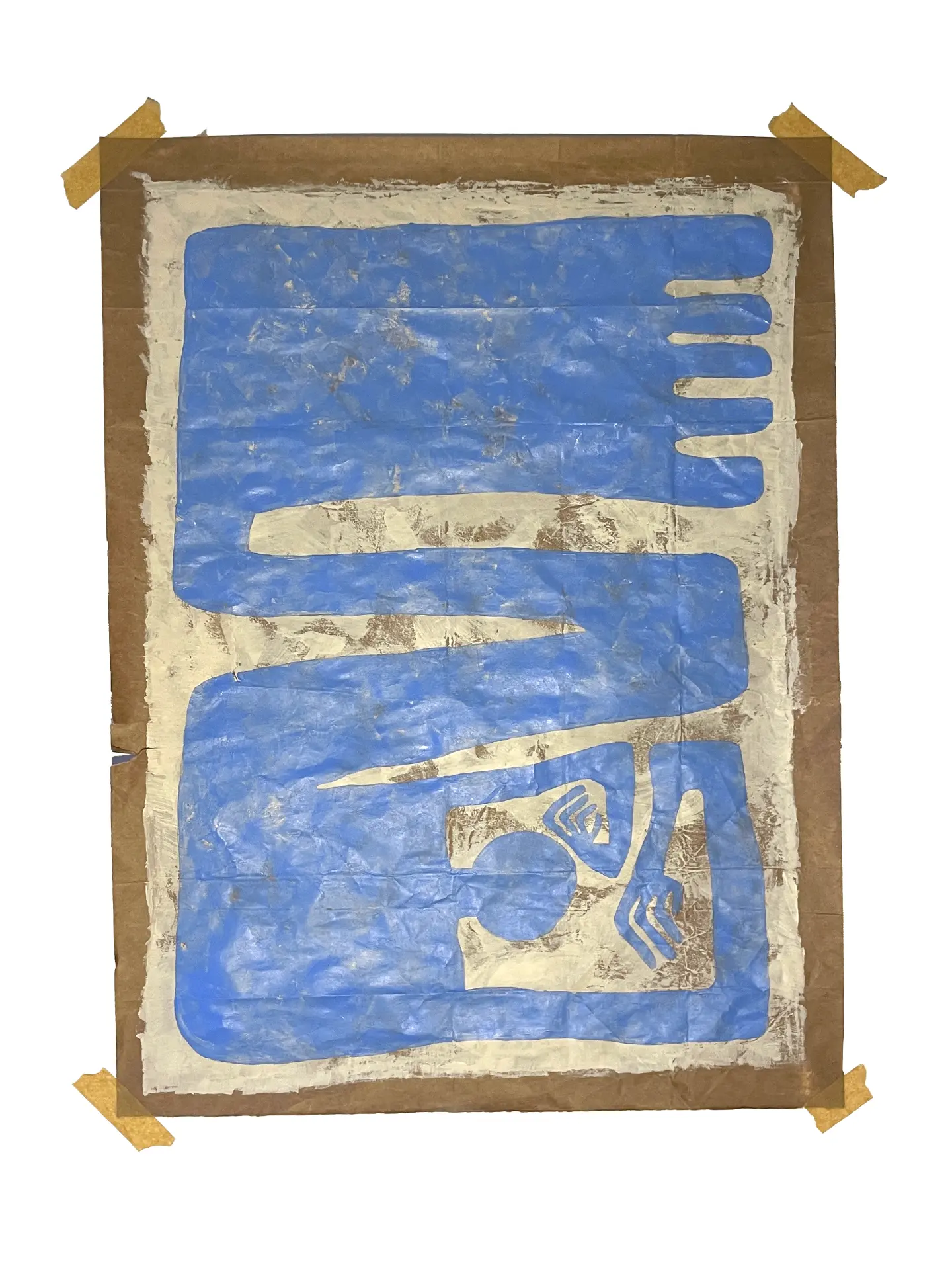 BLUE MAN ON PAPER BAG